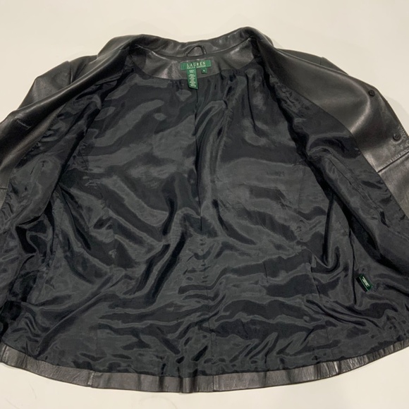 Lauren Ralph Lauren Sz XL Black leather Blazer Jacket - Picture 3 of 10